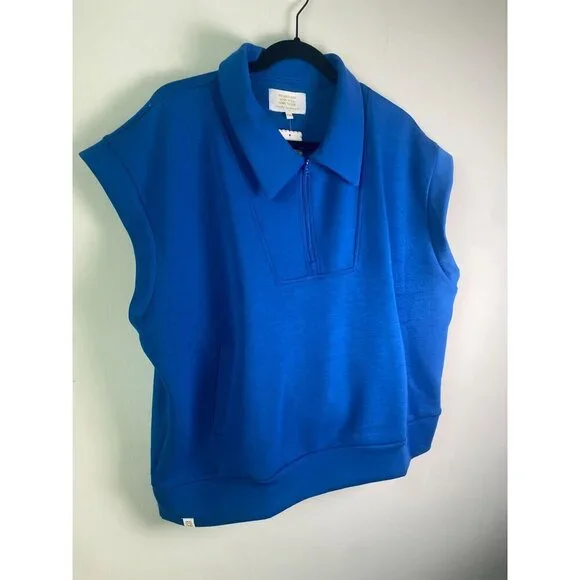 Simply Southern NWT Tess Quarter Zip Short Sleeve Pullover In Royal Size XXL - Picture 2 of 8
